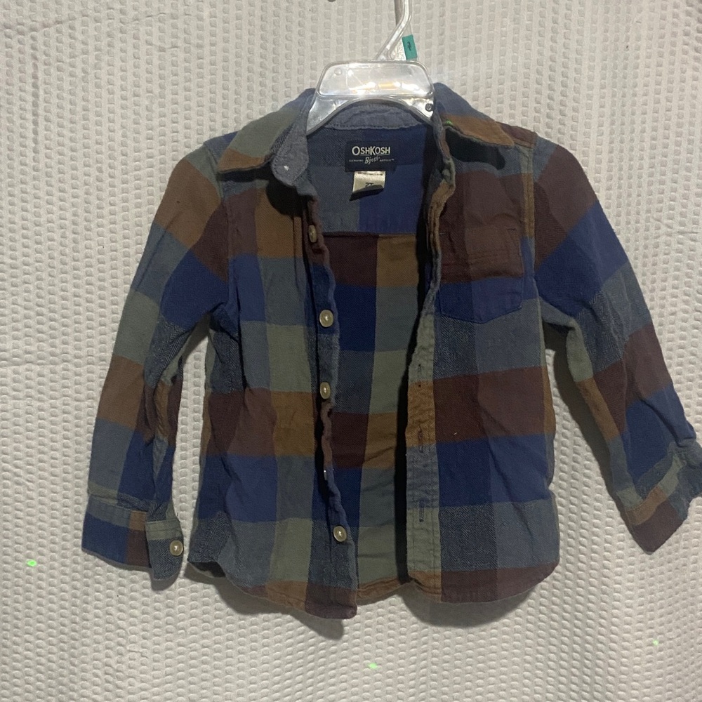 OshKosh B'gosh Kids Checkered Shirt - Blue, Brown, Green